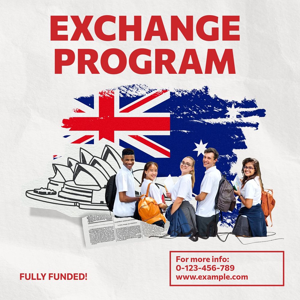 Exchange program Instagram post template, editable text