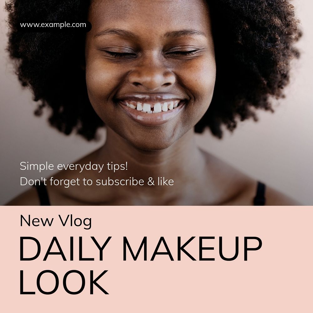 Daily makeup vlog Instagram post template, editable text