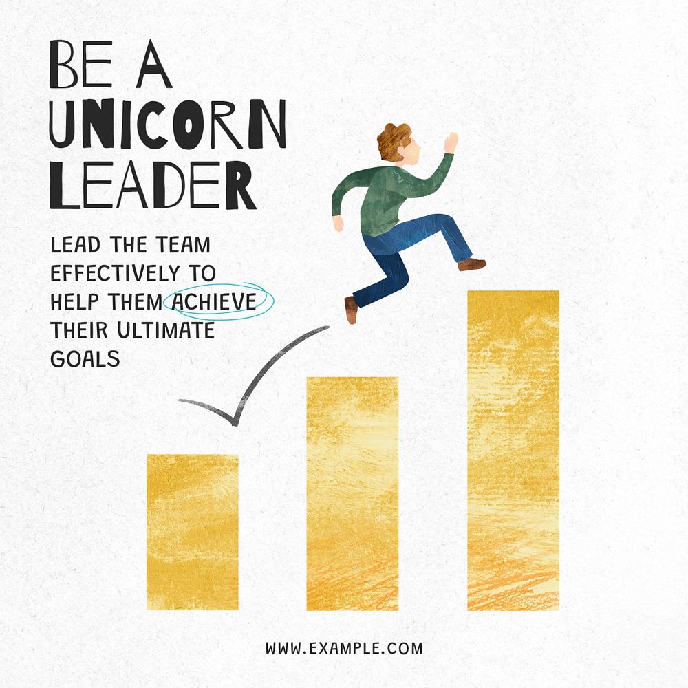 Unicorn leader Instagram post template, editable text