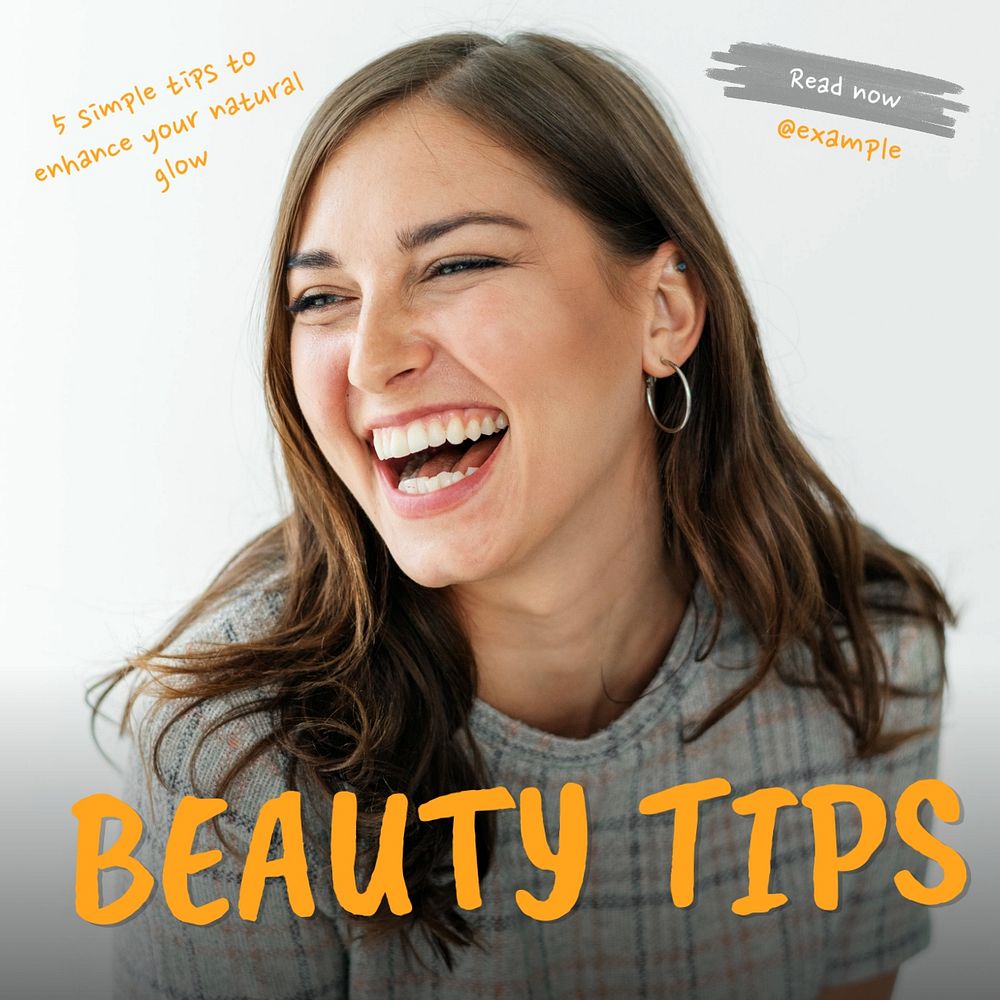 Beauty tips Instagram post template, editable text