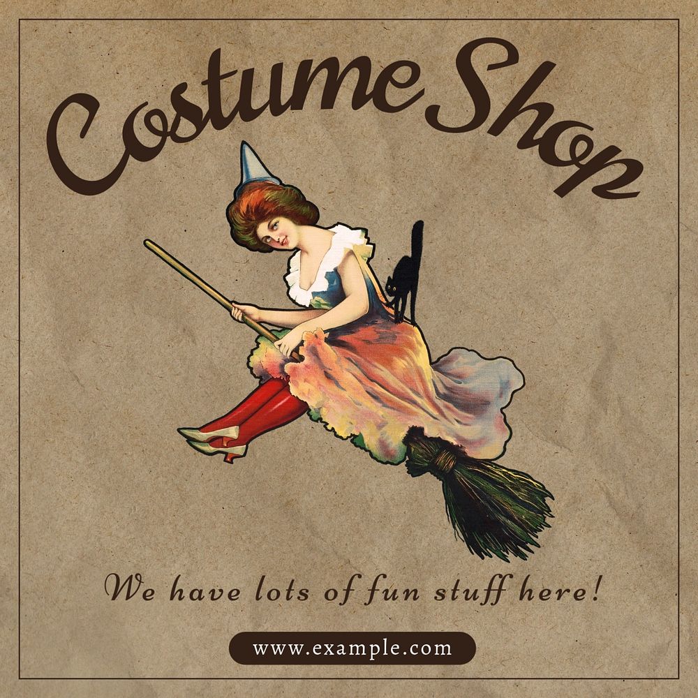 Costume shop Instagram post template, editable text