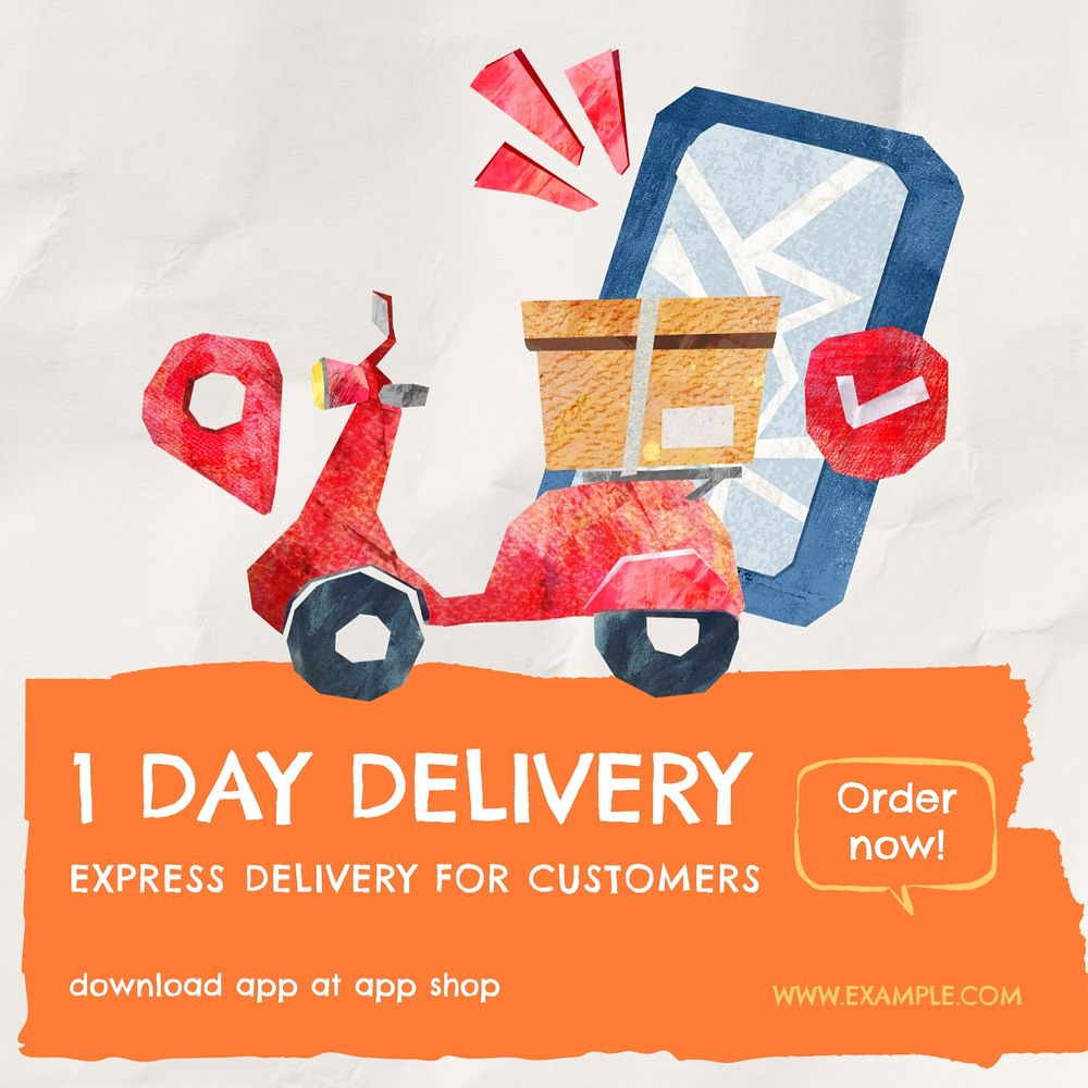 1 day delivery Instagram post template, editable text