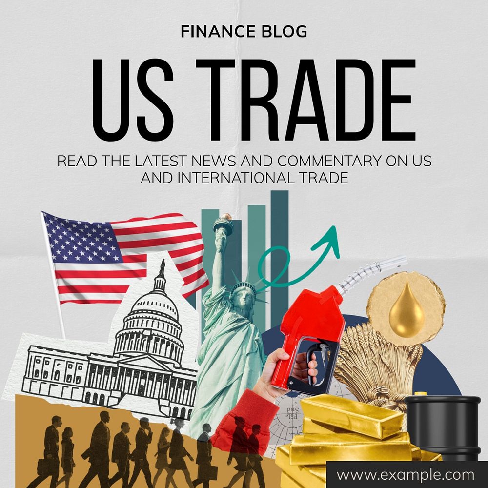 US trade news Instagram post template, editable text