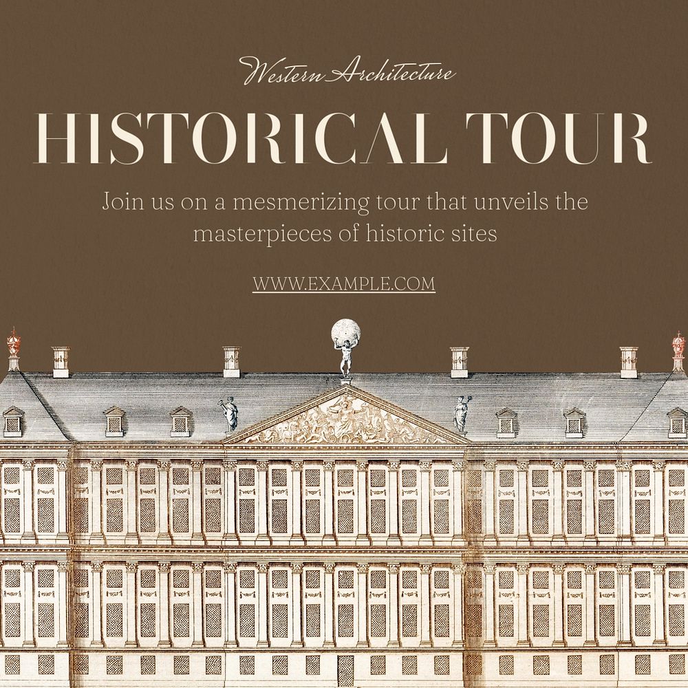 Historical tour Instagram post template, editable text