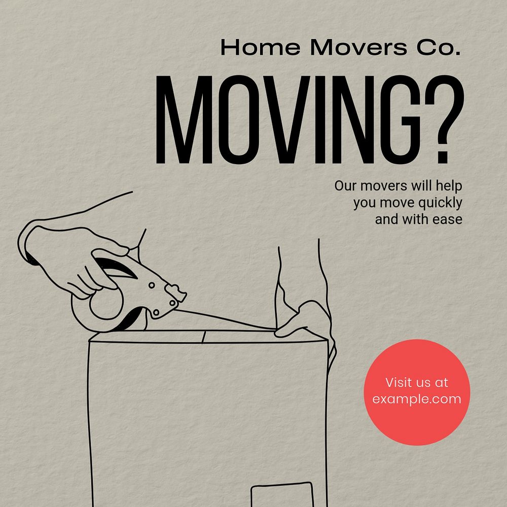 Moving service Instagram post template, editable text