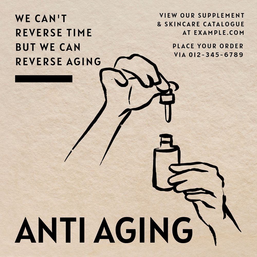 Anti aging  Instagram post template, editable text