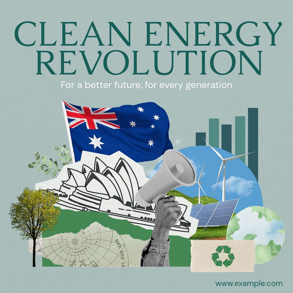 Clean energy revolution Instagram post template, editable text