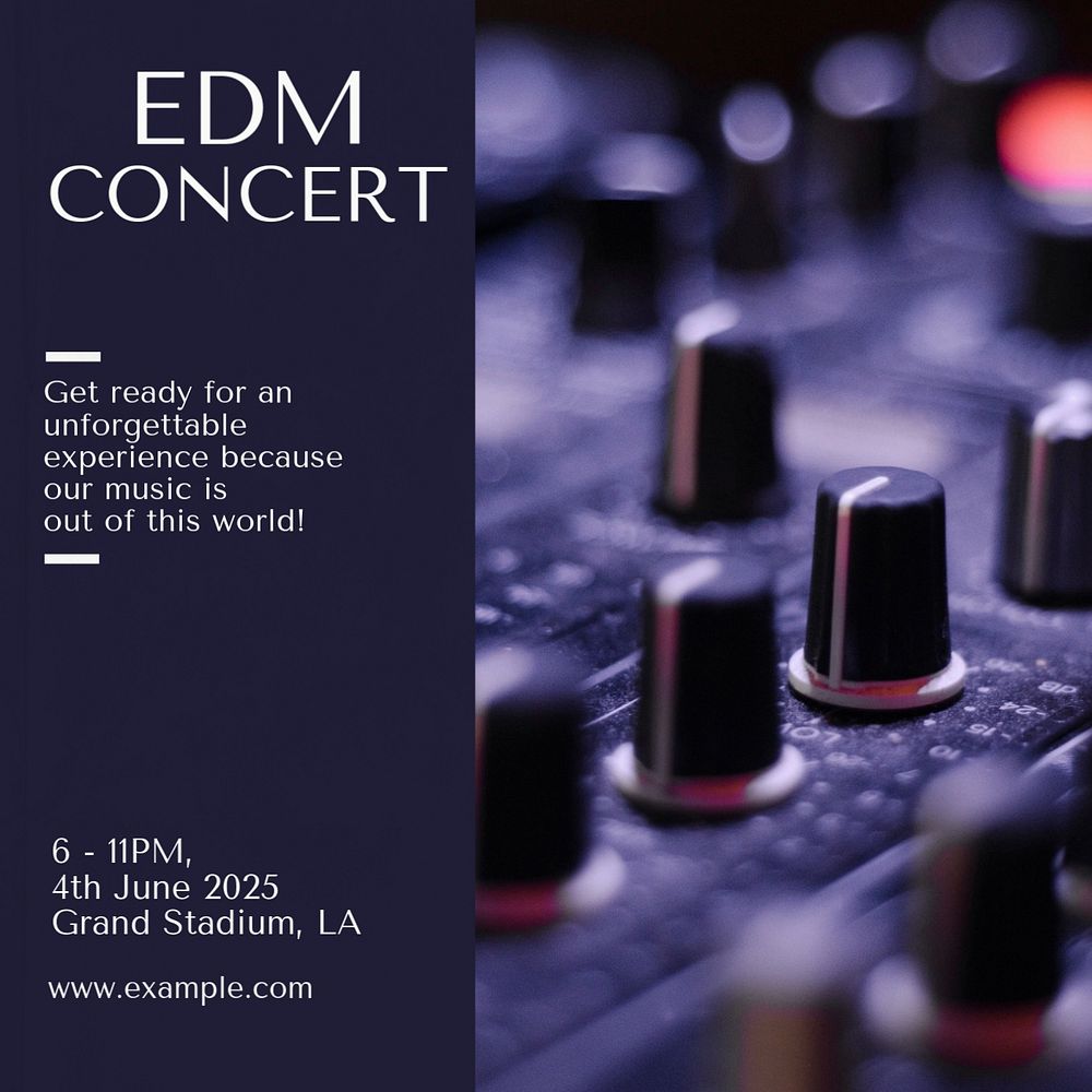 EDM concert Instagram post template, editable text