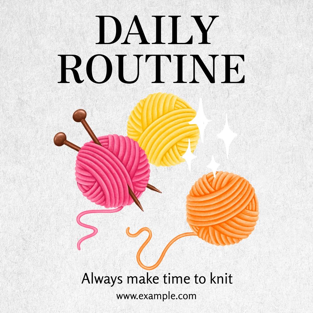 Daily routine Instagram post template, editable text