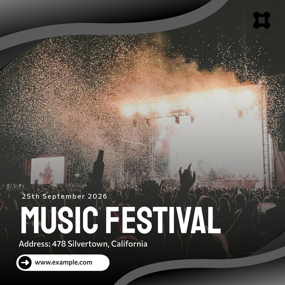 Music festival Instagram post template, editable text