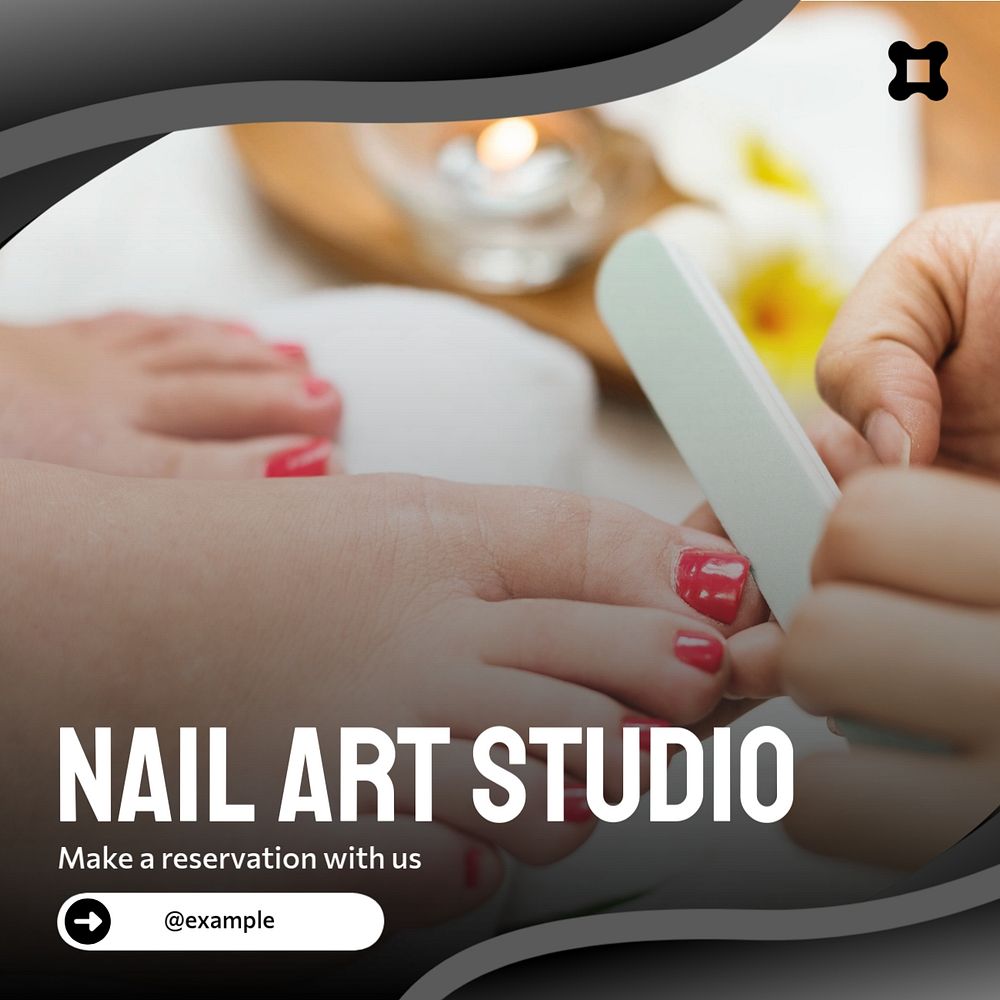 Nail art manicure Instagram post template, editable text