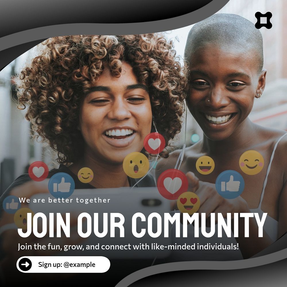 Join our community Instagram post template, editable text