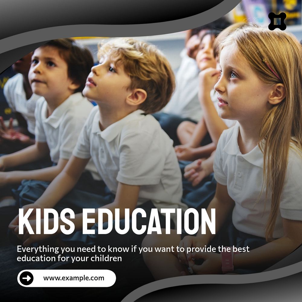 Kids education Instagram post template, editable text