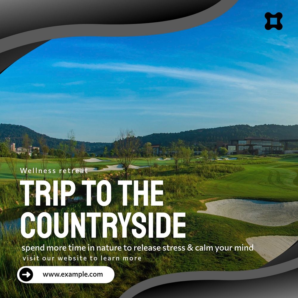 Countryside trip Instagram post template, editable text