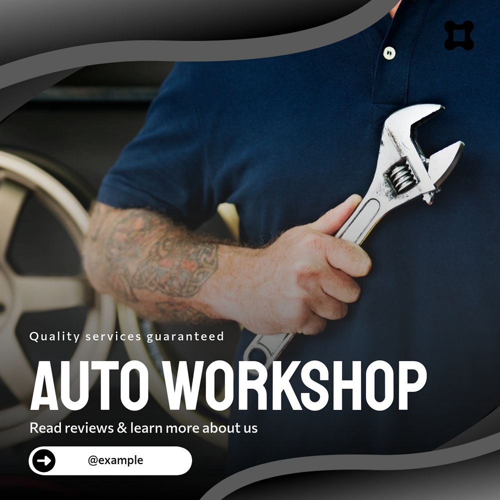 Auto & car workshop Instagram post template, editable text