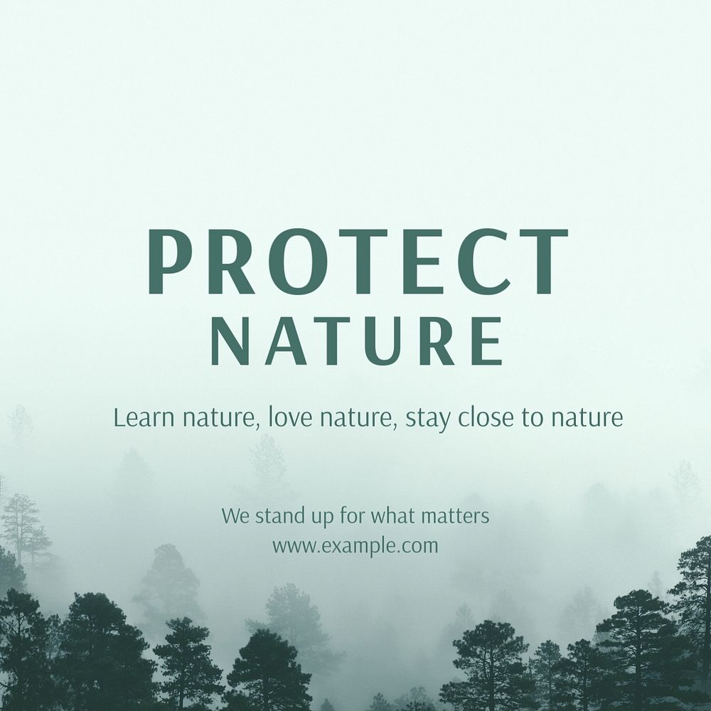 Protect nature Instagram post template, editable text