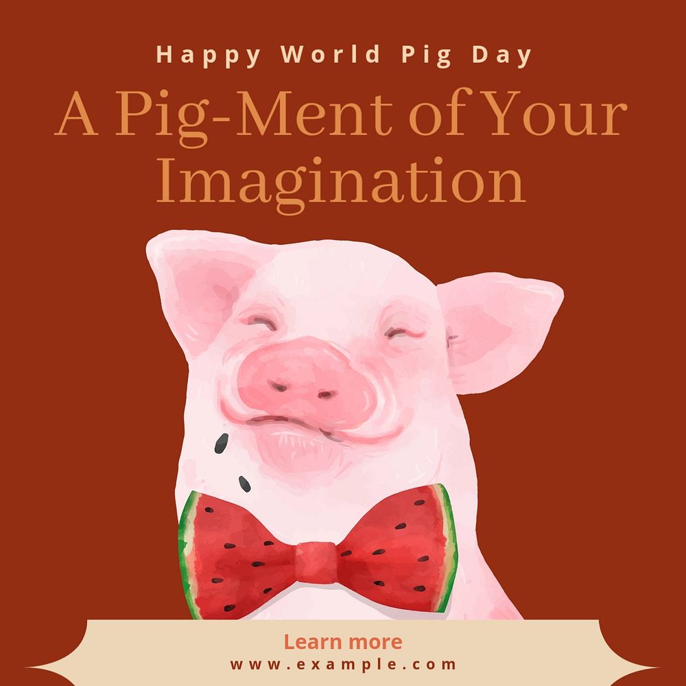 World pig day Instagram post template, editable text