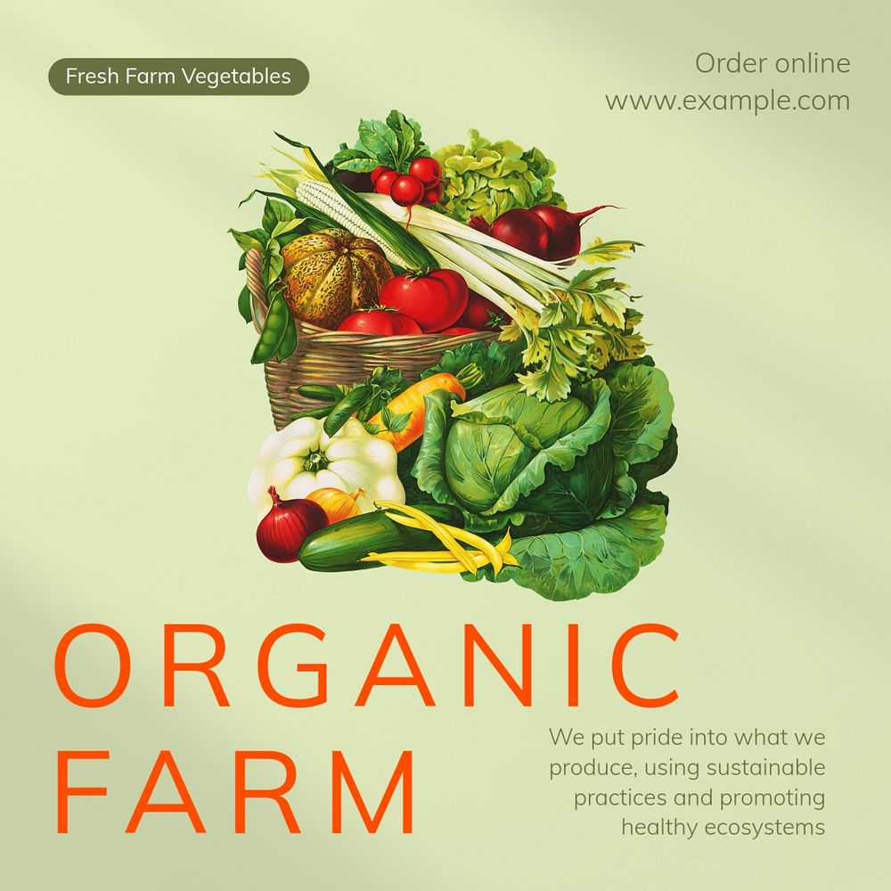 Organic farm Instagram post template, editable text