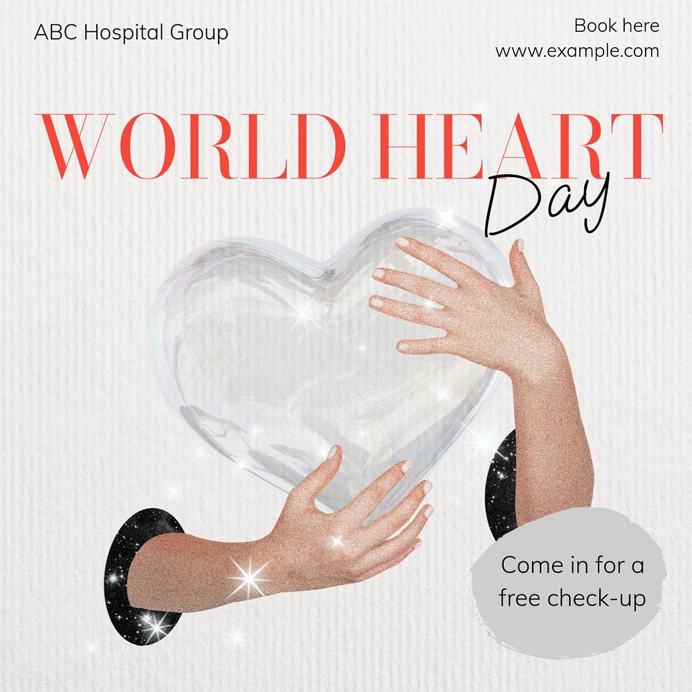 World heart day Instagram post template, editable text