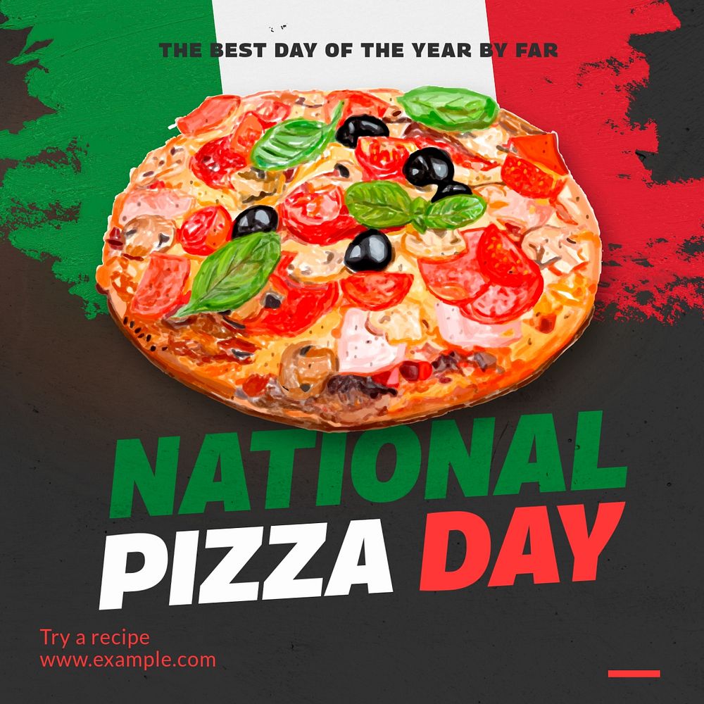 Pizza day Instagram post template, editable text