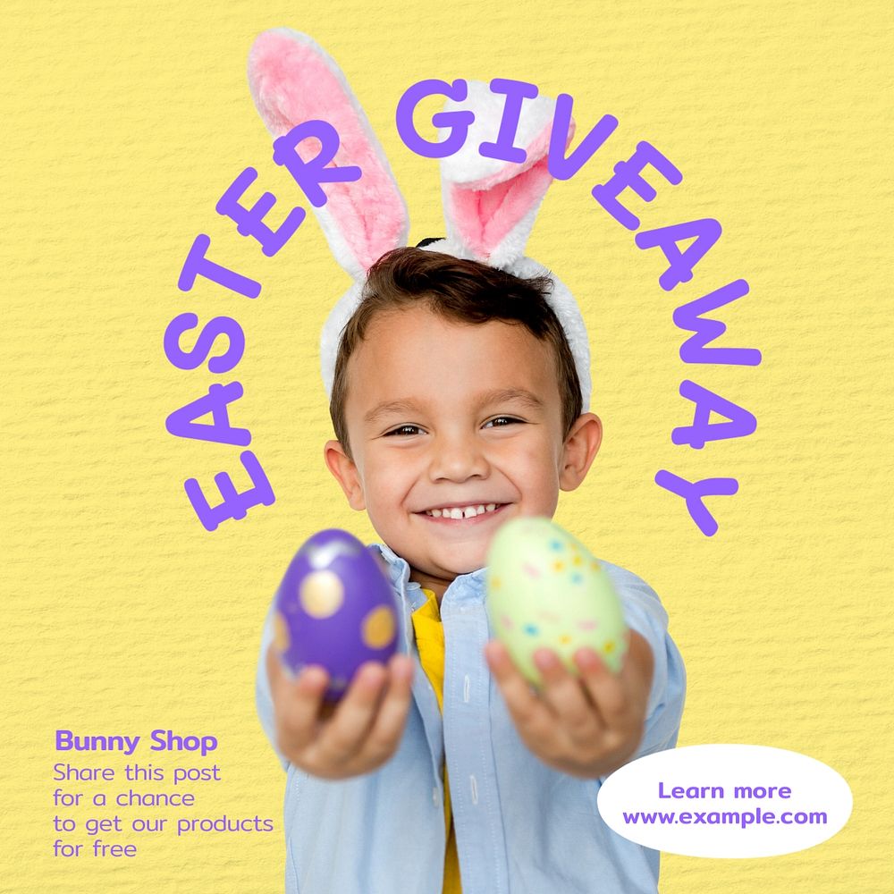 Easter giveaway Instagram post template, editable text