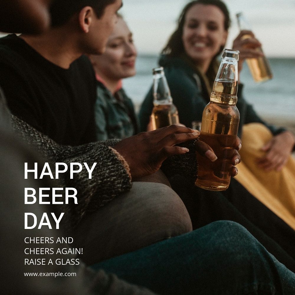 Happy beer day Instagram post template, editable text