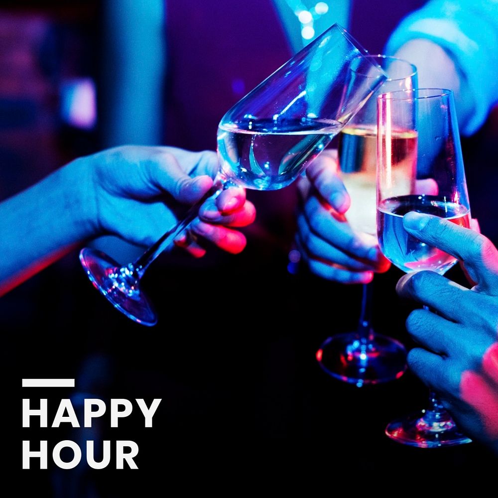 Happy hour Instagram post template, editable text