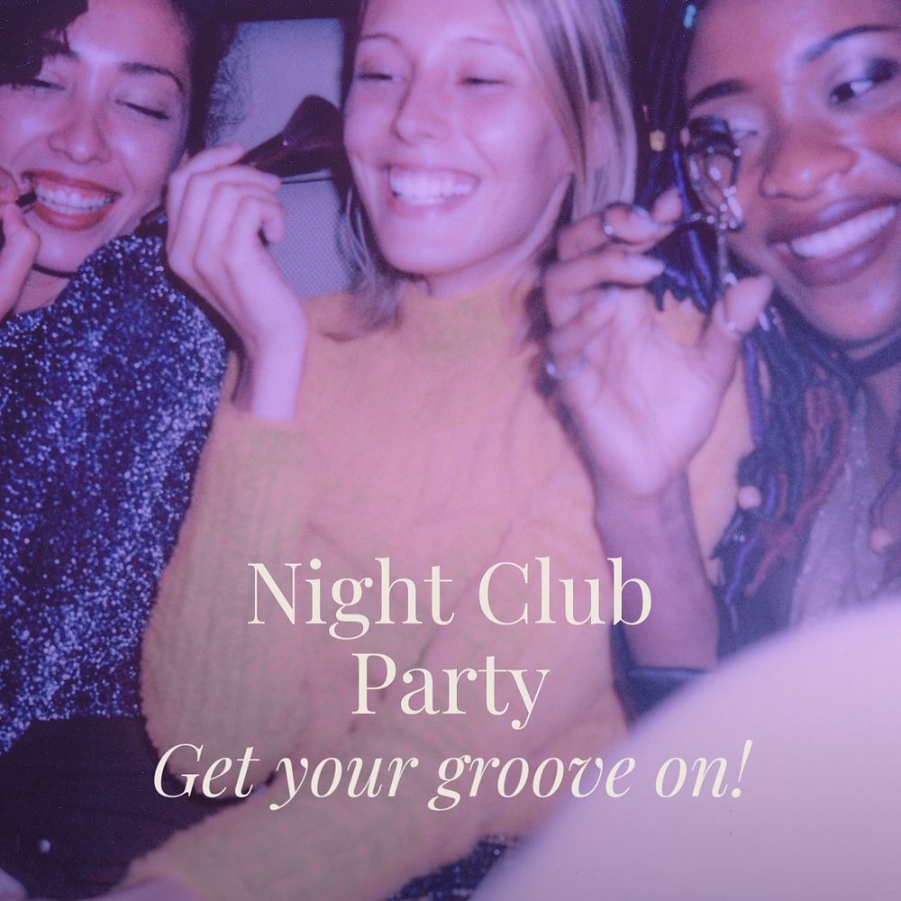 Night club party Instagram post template, editable text