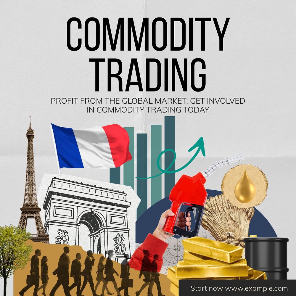 Commodity trading Instagram post template, editable text