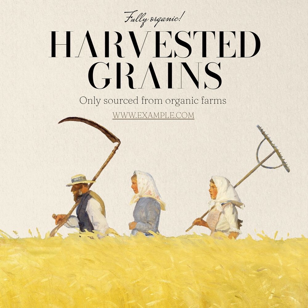 Organic grains Instagram post template, editable text