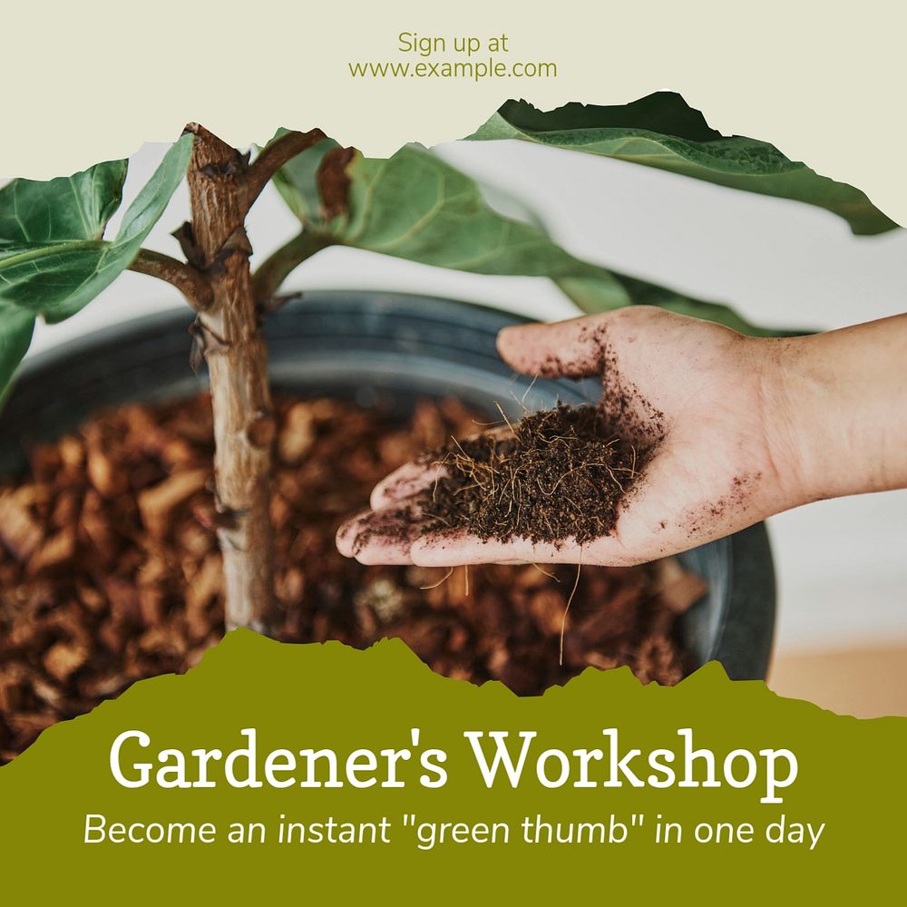 Gardener's workshop Instagram post template, editable text