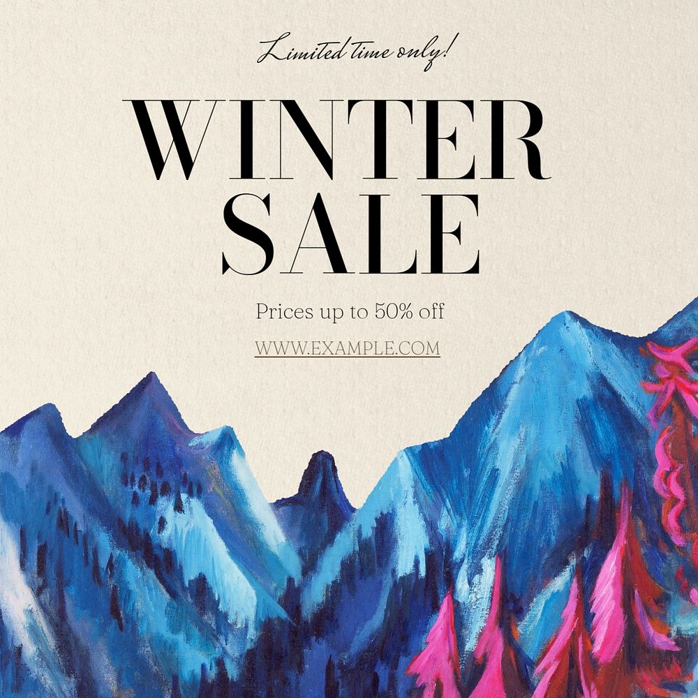 Winter sale Instagram post template, editable text