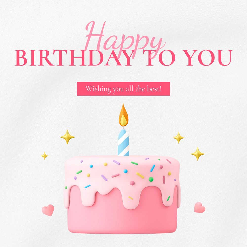 Happy birthday Instagram post template, editable text