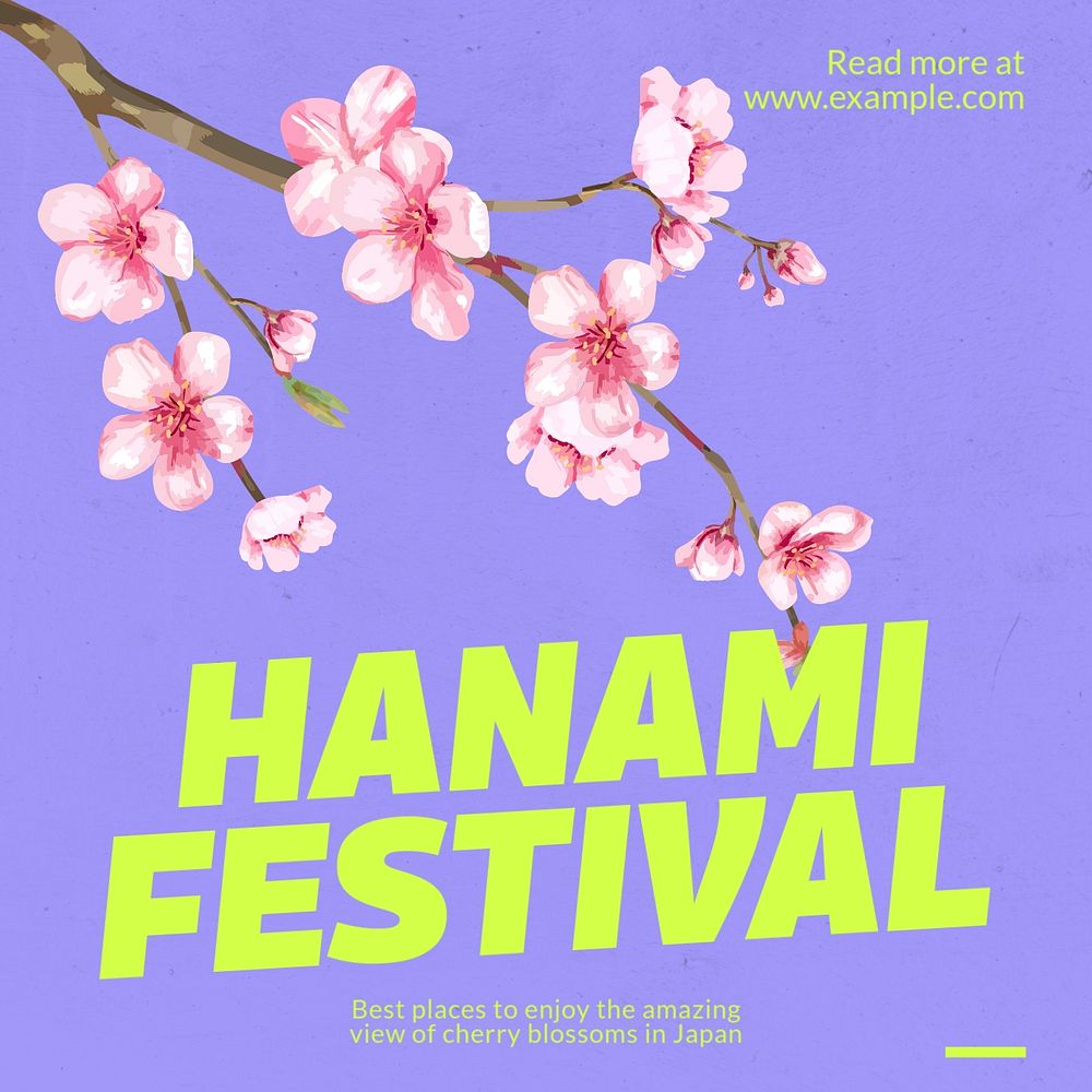 Hanami festival Instagram post template, editable text