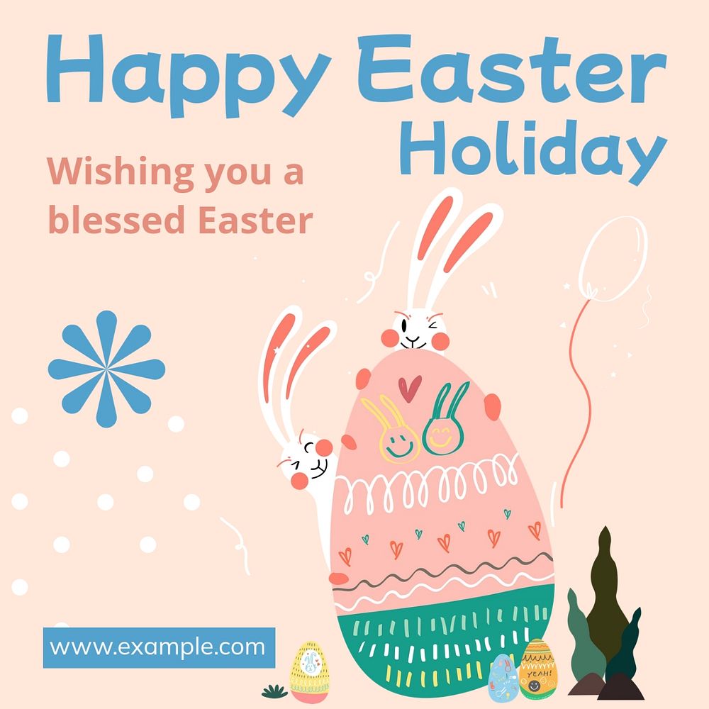 Happy Easter Instagram post template, editable text