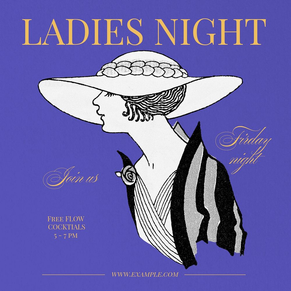 Ladies night Instagram post template, editable text