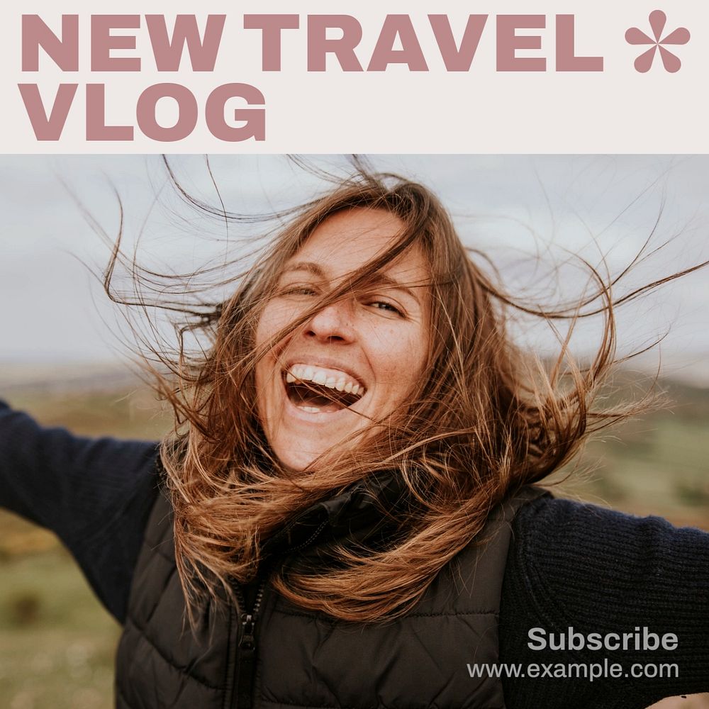 Travel blog  Instagram post template, editable text