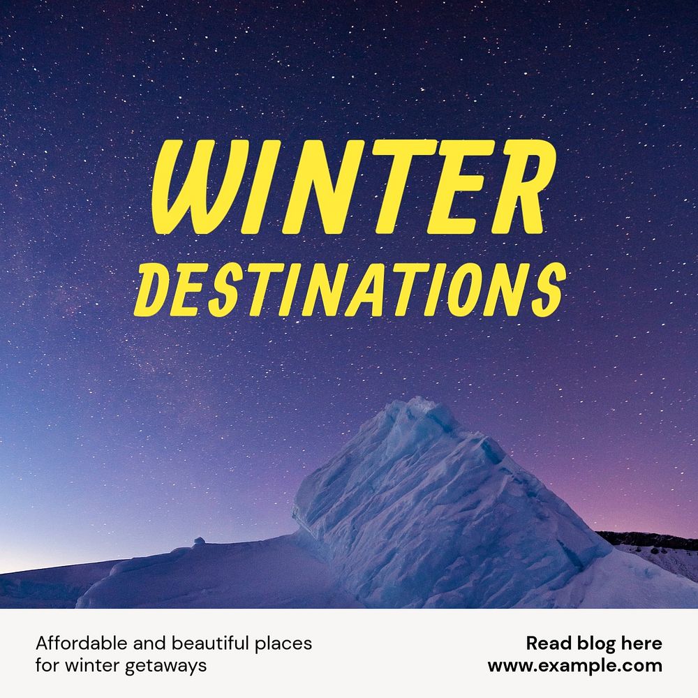 Winter destination Instagram post template, editable text