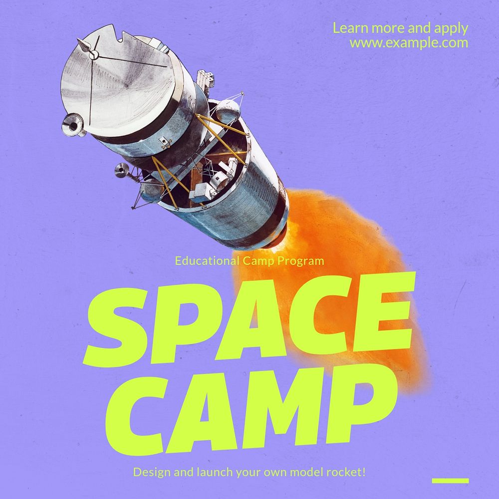 Space camp background Instagram post template, editable text