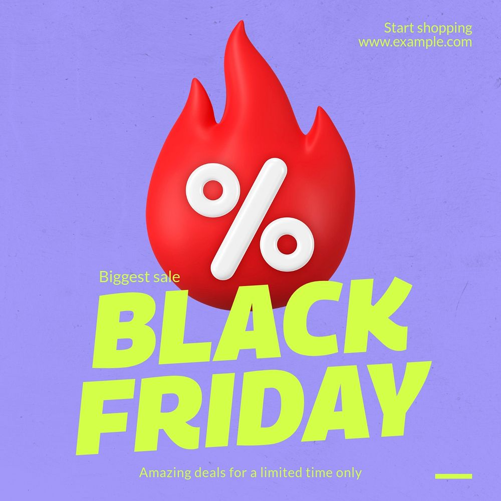 Black friday Instagram post template, editable text