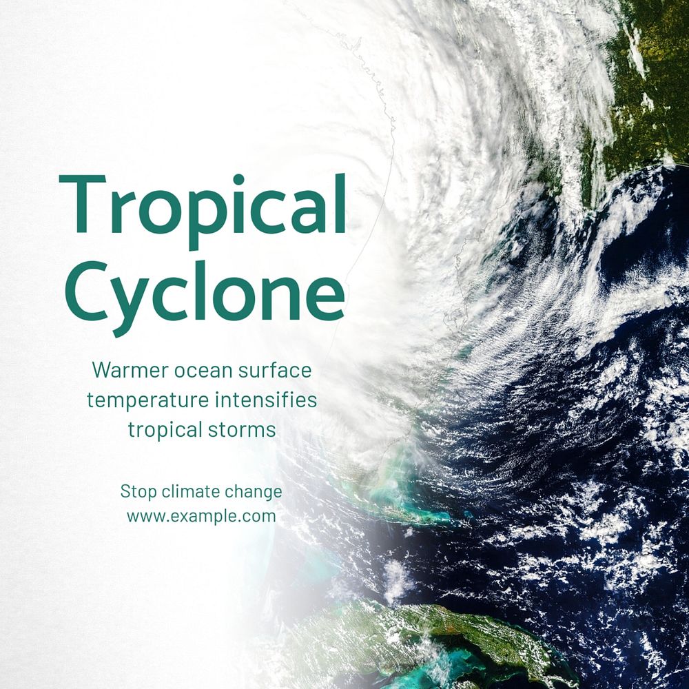 Tropical cyclone Instagram post template, editable text