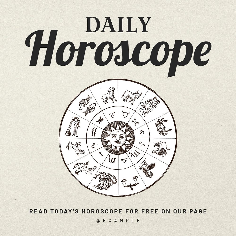 Daily horoscope Instagram post template, editable text