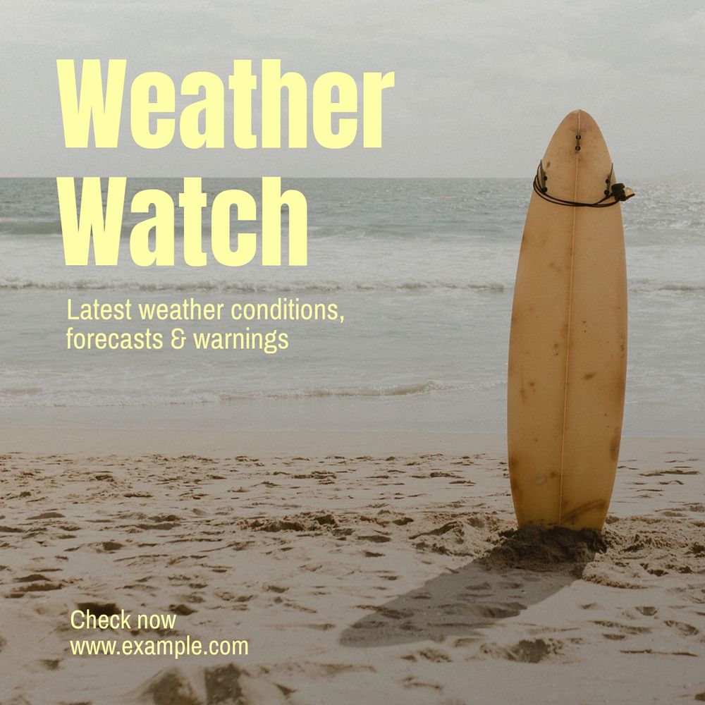 Weather watch Instagram post template, editable text