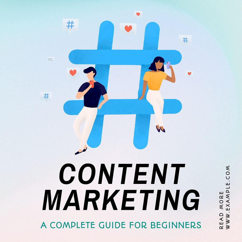 Content marketing Instagram post template, editable text