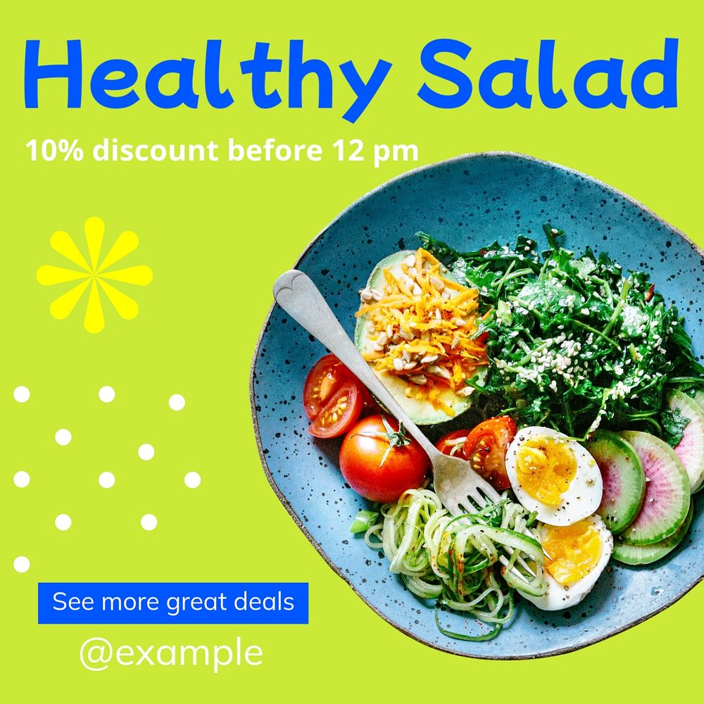 Healthy salad Instagram post template, editable text