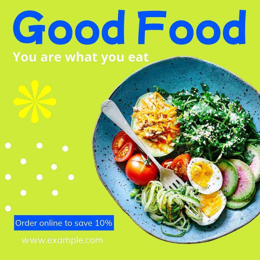 Healthy food Instagram post template, editable text