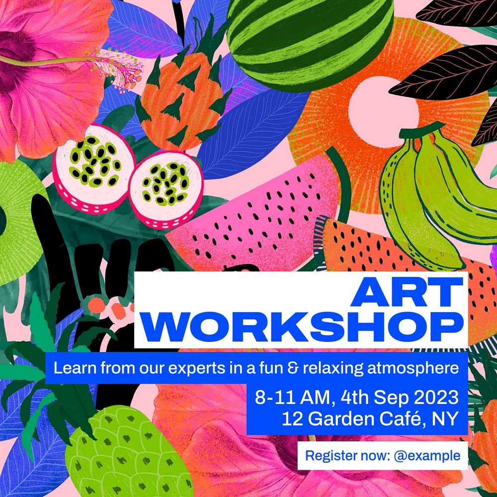 Art workshop Instagram post template, editable text