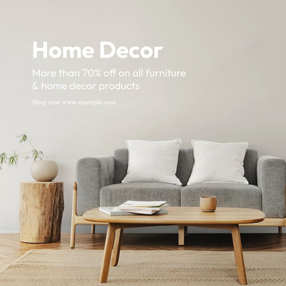 Home decor Instagram post template, editable text