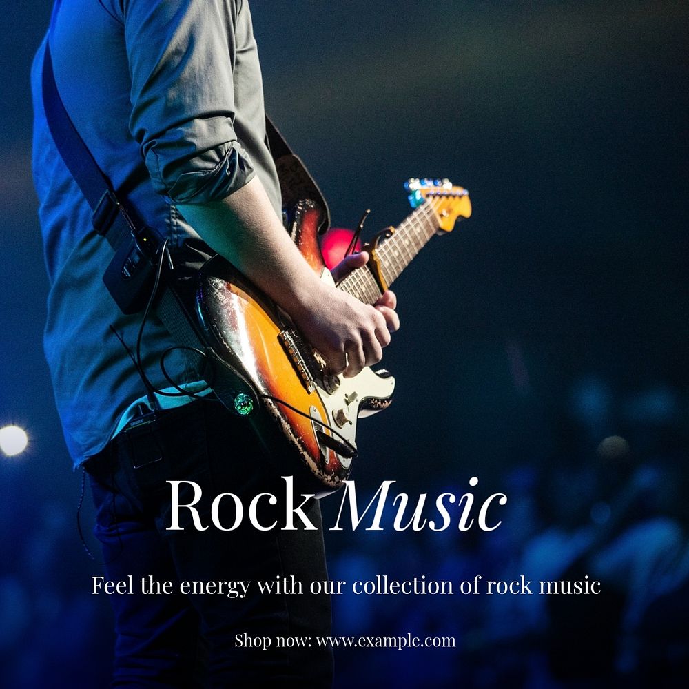 Rock music  Instagram post template, editable text