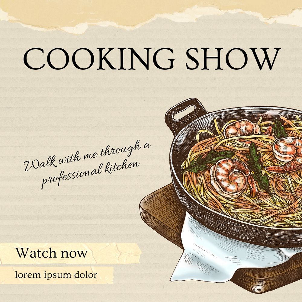 Cooking show Instagram post template, editable text